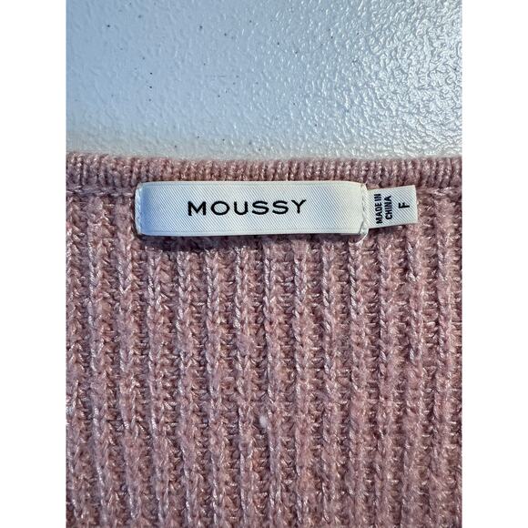 Moussy Sweater Pink Rib V-Neck Pullover Coquette Quiet Luxury Capsule Cozy Soft - Picture 5 of 6